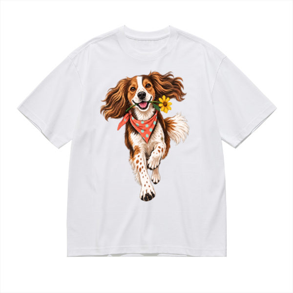 Flower-Fetch Dog Men's Graphic Cotton T-Shirt