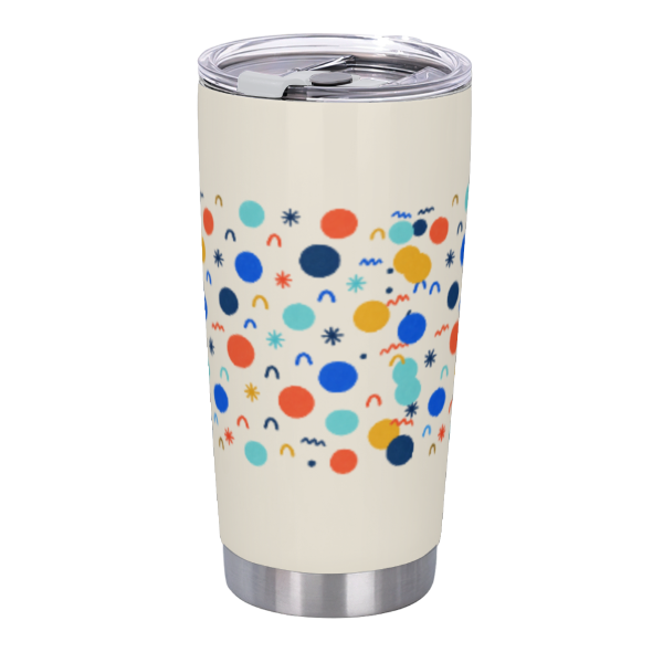 Playful Polka 20 oz Insulated Straw Tumbler featuring cheerful painted polka dots and tiny abstract marks