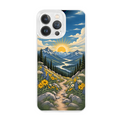 Valley Wildflower Sunrise Trail Clear Phone Case featuring a wildflower trail winding through a valley sunrise