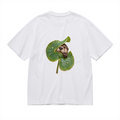 Otter and the Water Lily Zip Men's Graphic Cotton T-Shirt featuring an otter unzipping the edge of a water-lily leaf