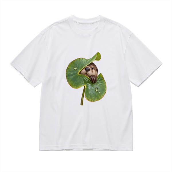 Otter and the Water Lily Zip Men's Graphic Cotton T-Shirt
