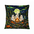 Friendly Ghost Campfire 16×16 Velvet Pillow Cover featuring friendly ghosts gathered around a warm campfire