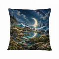 Whale Coast Tidal Garden 16×16 Velvet Pillow Cover featuring a tidal flower garden unfolding along a whale-shaped coast