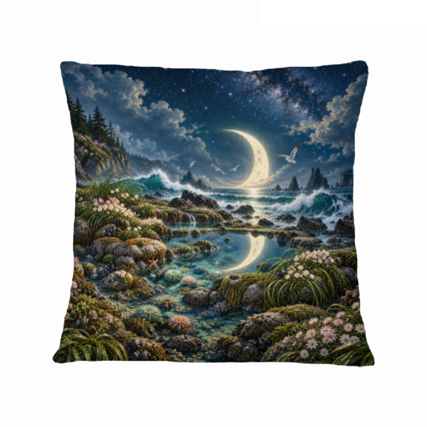 Whale Coast Tidal Garden 16×16 Velvet Pillow Cover