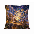 Hamster's Popcorn Universe 16×16 Velvet Pillow Cover featuring a surprised hamster caught in a playful popcorn universe