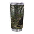 Moonlit Conservatory Cat 20 oz Insulated Straw Tumbler featuring a black cat exploring a shadowy glass conservatory filled with ferns