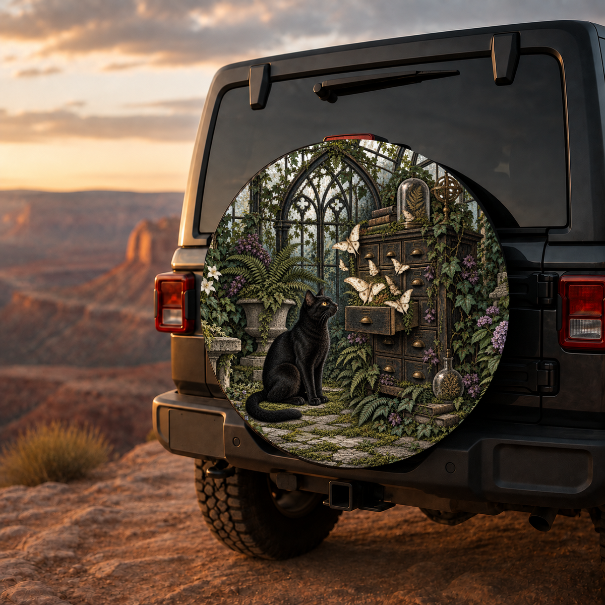 Moonlit Conservatory Cat Spare Tire Cover