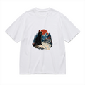 Black Cat Road Trip Navigator Men's Graphic Cotton T-Shirt featuring a black cat navigating mountain roads with a map and compass