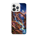 Moonlight Canyon Wildflower Waterfall Clear Phone Case featuring wildflowers cascading through a moonlit canyon