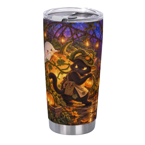 Midnight Pumpkin Greenhouse Mischief 20 oz Insulated Straw Tumbler