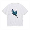 Prismatic Kingfisher Dive Men's Graphic Cotton T-Shirt featuring a kingfisher diving through luminous prismatic color