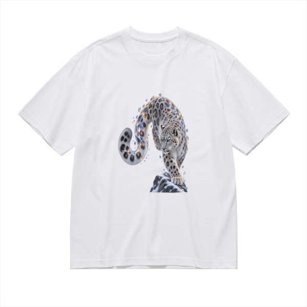 Snow Leopard Crystal Fur Men's Graphic Cotton T-Shirt